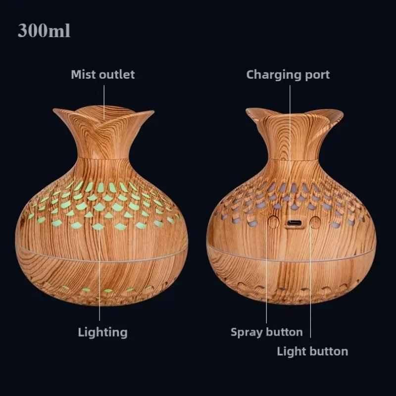 Portable Humidifier 7 Color Led Night Light USB Wood Grain - Image 3
