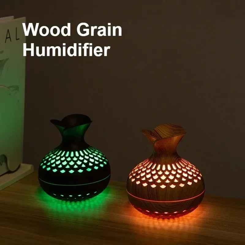 Portable Humidifier 7 Color Led Night Light USB Wood Grain