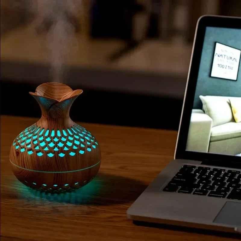 Portable Humidifier 7 Color Led Night Light USB Wood Grain - Image 5